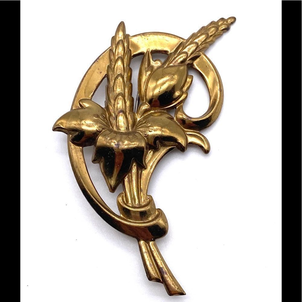 Vintage Unbranded Floral Brooch Pin Womens OS Gold Tone Statement‎ Retro Jewelry